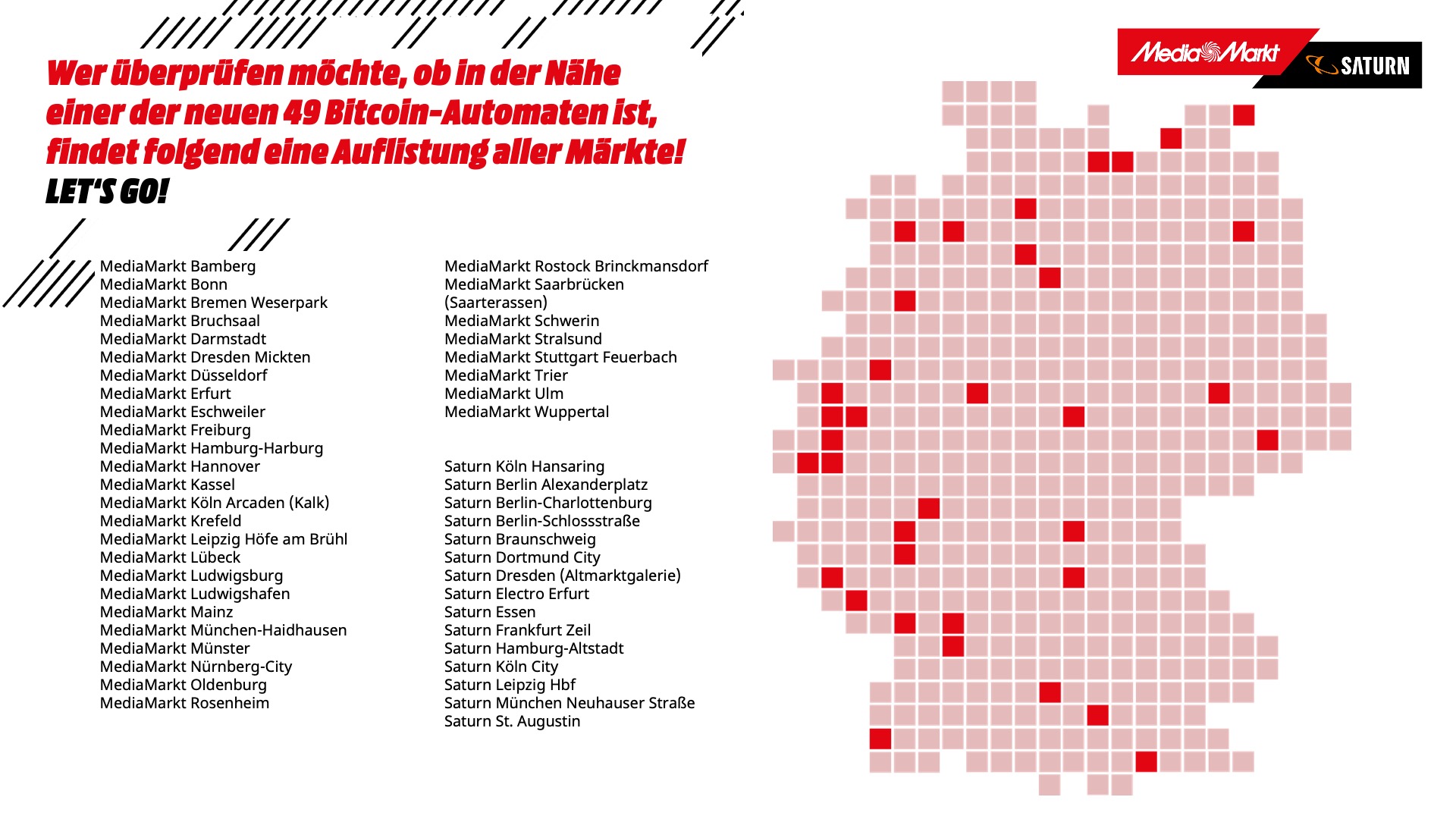 Standorte der 49 Bitcoin-Automaten 